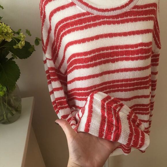 Splendid Red and White Striped Knit Sweater - Picture 4 of 6